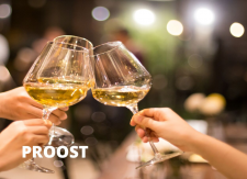 Ansichtkaart 'Proost met witte wijn"